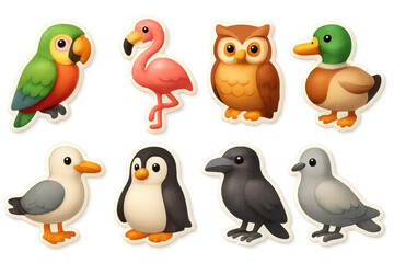 Fototapeta premium 3d bird icons set: colorful and playful collection featuring various bird species