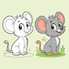 coloring book rat with color version. Adobe Illustrator Artwork