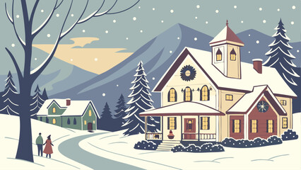 winter landscape with houses