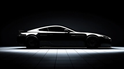 Fototapeta premium Sleek Black Sports Car Silhouette