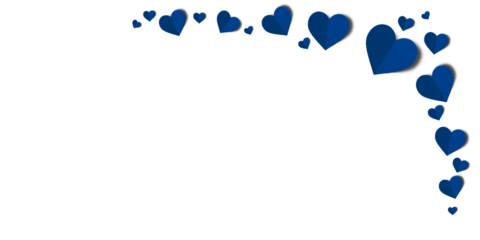 blue paper hearts isolated on transparent background. Valentine's day.