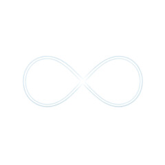 The image is a blue and white circle with a line through it. The circle is the shape of an infinity symbol, which represents the idea of endlessness and eternity