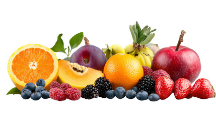 fresh fruits on white background