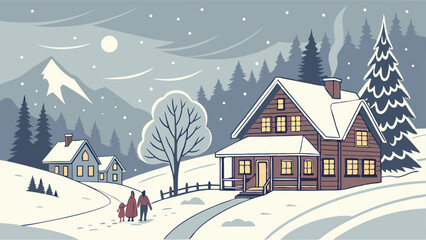 winter landscape with houses