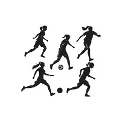 silhouettes of play football woman dancing people