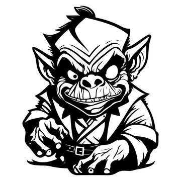 recommend clip art: Sinister Gremlin Creature with Pointing Gesture