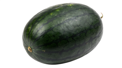 fuly balck raw unwashed watermelon isolated on white background PNG. AI GENERATED