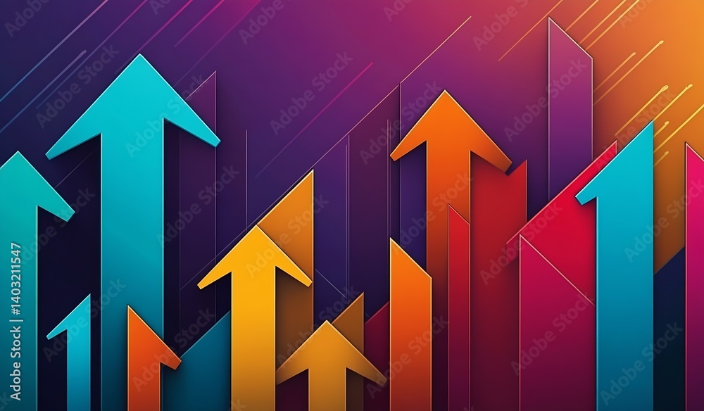 Aufkleber colorful arrows in various shades symbolizing upward trends in finance and business performance : ge