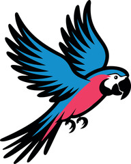 Colorful Flying Parrot Vector Illustration on White Background