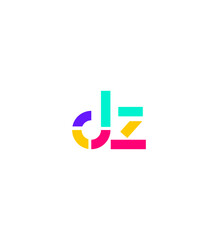 Colorful Abstract DZ Logo Design Geometric Shapes, Modern Branding