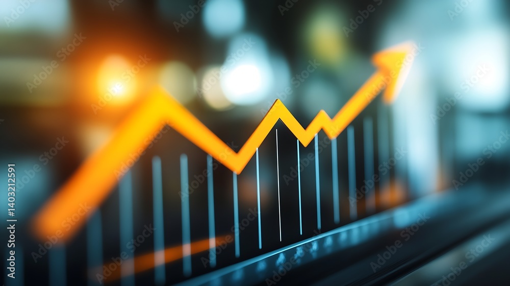 Poster high-tech financial chart illustrating remarkable upward growth with an impressive orange line on a 