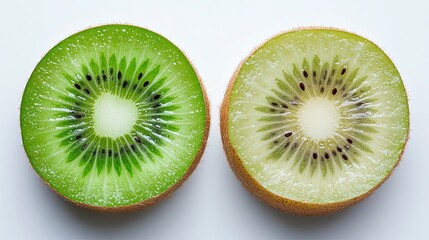 Fototapeta premium Ripe kiwi fruits and half of kiwi isolated on white background