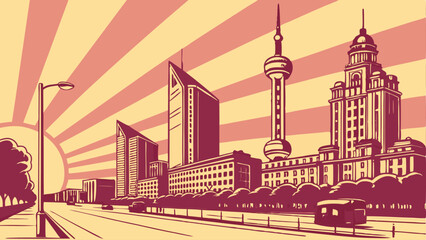 Obraz premium urban city skyline