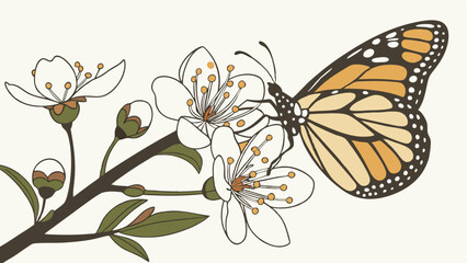 butterfly and flowers