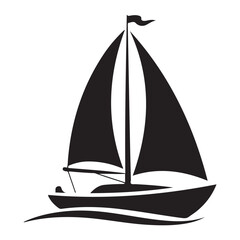 Sailboat icon, logo Vector Black silhouettes on white background