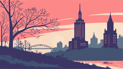 Naklejka premium moscow city skyline