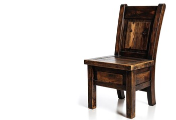 Isolated Vintage Wooden Chair on White Background with Weathered Paint