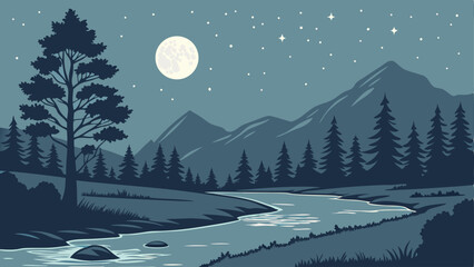 Fototapeta premium winter night landscape