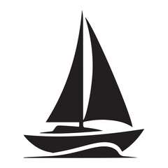 Sailboat icon, logo Vector Black silhouettes on white background