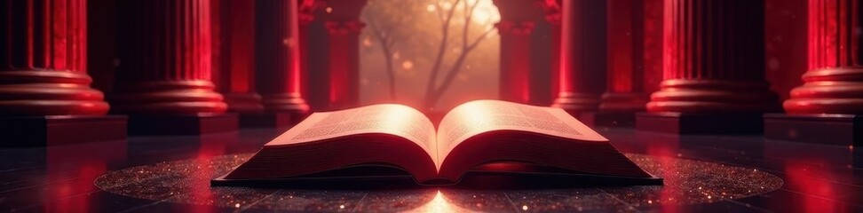 Elegant silhouette, illuminated pages in lavish room , luxury, silk