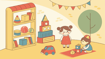 Fototapeta premium children playing with toys