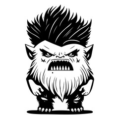 Grumpy Monster Cartoon Character, Angry Expression