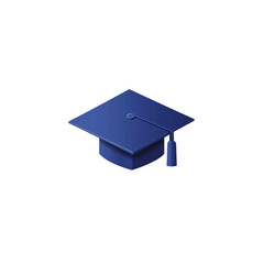 Isometric Blue Graduation Cap Icon