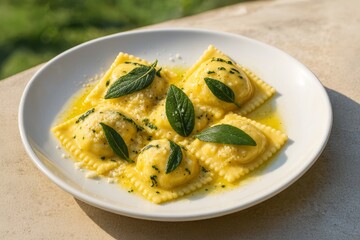 Ravioli with Butter Sage Sauce and Parmesan