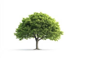 Obraz premium Lush green tree isolated on white background, studio shot, nature, environmental design