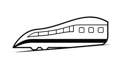 Fototapeta premium Simple black and white outline of a high-speed train