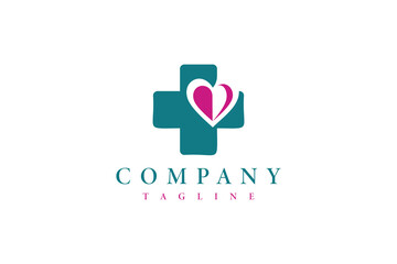 Medical Love Logo Health Care Vector Template Design