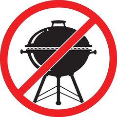 NO GRILL ZONE sign. Vector 