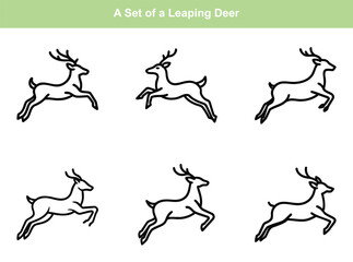 Graphic black silhouettes of wild Deer silhouette- vector illustration with white background
