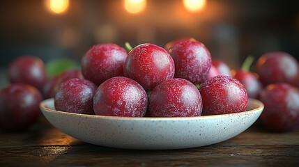 Plums in a Bowl: A Still Life of Ripe Red Fruit