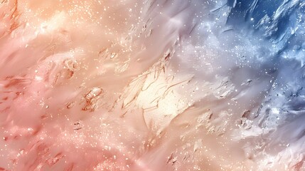 Soft pastel blue and peach abstract background with textured splashes