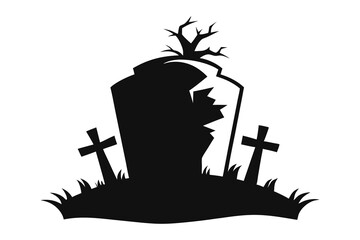 Spooky of a graveyard silhouette vector illustration 