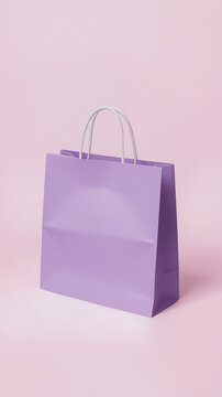 Horizontal Lilac Gift Bag on Pink Minimal Background