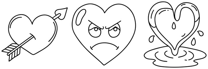 Hearts symbolize love and emotions, showcasing range of feelings from passion to anger, creating beautiful expression of heart