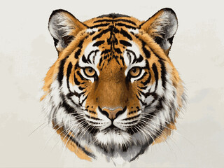 Stripes of monsoon bengal tiger isolated watercolor vector illustration svg 