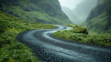 Rainy Day Drive Through Lush Green Mountains: A Serene Journey