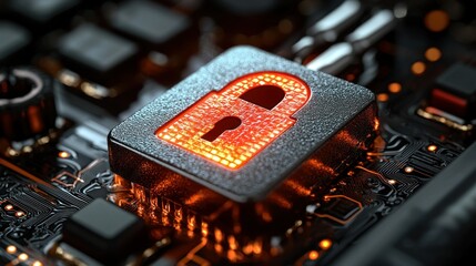 Cybersecurity: Digital Lock on Circuit Board