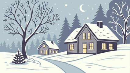winter landscape with house