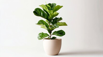 Fototapeta premium Fiddle leaf fig tree care guide, how to grow, potting, watering, and maintenance for your home decor plant