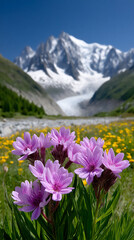 Obraz premium glacier mountain flowers