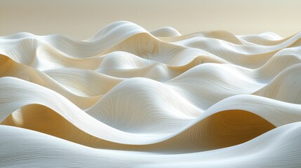 Abstract Beige and White Wooden Waves Landscape