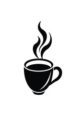 Hot coffee cup silhouette, perfect for branding or design.