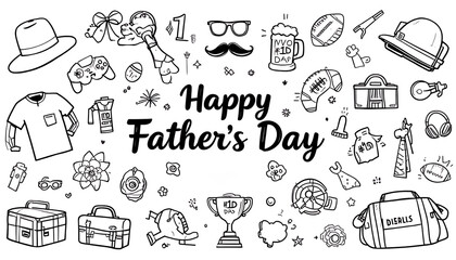 Naklejka premium Vintage Father’s Day Doodle Illustration for Design Use