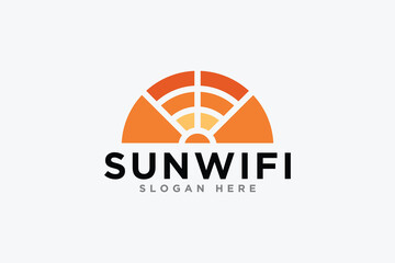 sun wifi logo icon template design vector 