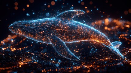 Celestial Whale: A Digital Symphony of Light and Marine Life