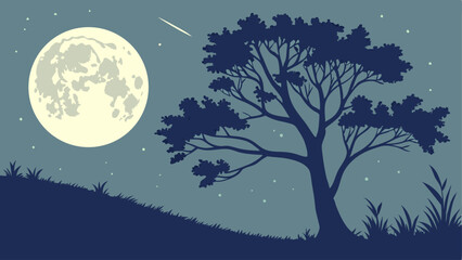 moon and tree